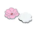Pink flower enamel alloy slide charm for 8mm DIY bracelet, front and back view details - Lotus