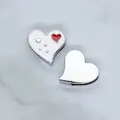 8mm white and silver heart-shaped alloy slider beads for DIY charm bracelet making - Crooked Heart (SL762) / White
