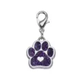 Lila Glitzer Pfotenabdruck Haustier ID Tag mit Herz für Katzen oder Hunde Halsbänder - Mit Hummerverschluss (HC592) / 15*18mm / Lila