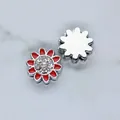 Red daisy flower charm with sparkling rhinestones for 8mm wristband diy jewelry - Red Daisy (SL761)