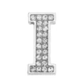 Silver 30mm rhinestone capital letter I DIY charm for pet collars or hats - Letter-I / 30mm