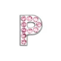 10mm silver letter P slide charm inlaid with pink rhinestones for custom DIY jewelry - Letter P