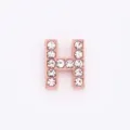 Abalorio deslizante letra H con strass oro rosa para creación de pulseras DIY únicas - Letra H / 10mm / Rosa oro