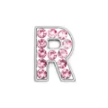 10mm silver alloy charm letter R bead inlaid with pink rhinestones for DIY jewelry - Letter R