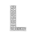 Silver 30mm rhinestone-encrusted alphabet letter L metal charm accessory for DIY crafts - Letter-L / 30mm