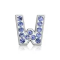 Blue rhinestone letter W bead for DIY jewelry making and personalized accessories. - Letter W