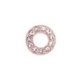 Elegante cuenta de letra circular con diamantes de imitación en oro rosa de 10 mm DIY - Letra O / 10mm / Rosa oro