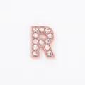 Cuenta deslizante letra R oro rosa 10mm con diamantes para crear joyas de pulsera - Letra R / 10mm / Rosa oro