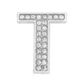 Silver-toned 30mm rhinestone letter T pendant for DIY accessories - Letter-T / 30mm