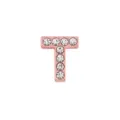 Cuenta alfabeto T de oro rosa 10mm con diamantes de imitación para pulseras DIY - Letra T / 10mm / Rosa oro