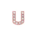 Cuenta deslizante elegante letra U de diamantes de imitación oro rosa para crear pulseras DIY - Letra U / 10mm / Rosa oro