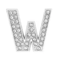 Silver-tone 30mm rhinestone-encrusted zinc alloy English letter W DIY charm accessory - Letter-W / 30mm