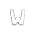 Polished silver chrome 8mm letter W slide-on bead charm for DIY bracelet and jewelry making - Letter W(001) / 8mm