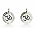 20mm roestvrijstalen Om symbool aromatherapie diffuser hanger voor essentiële olie - Religieus Om-symbool Stijl (034) / 20mm Roestvrijstalen Twist Hanger - Gepolijst