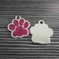 Glitzerlila Pfotenabdruck Haustier-ID-Anhänger für DIY-Schmuck - Chrom-Basis-Stil / Fuchsia