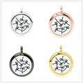 Confezione da quattro ciondoli diffusori per oli essenziali da 25 mm in varie finiture metalliche - Pianta Astratta / Confezione da 25mm / Oro rosa
