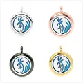 Ciondolo diffusore aromaterapia 25mm con design a palma in quattro colori metallici - Onde di Palme / Confezione da 25mm / Oro rosa