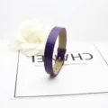 Bracelet en simili cuir violet motif serpent 10mm pour accessoires DIY avec boucle - Ancienne boucle ronde motif serpent / 10mm / Violet