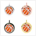 25 mm Basketball-Aroma-Diffusor-Anhänger für ätherische Öle in vier Metallfarben - Basketball-Stil (227)(Nur Anhänger, ohne Kette) / 25mm Packung / Silber