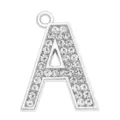 35mm silver rhinestone alphabet letter A pendant charm for DIY jewelry and keychains - Letter A (35MM Chrome Drill Alphabet Pendant)