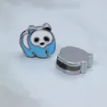 Enamel blue panda slide charm bead for 8mm DIY wristbands and alloy bracelets - Light Blue Panda (SL470)