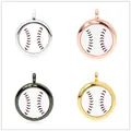25mm Aromatherapie Anhänger Set aus Legierung in vier Farben mit Baseball-Muster Design - Baseball-Stich (231)(Nur Anhänger, ohne Kette) / 25mm Packung / Silber