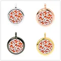 25 mm Aromatherapie-Medaillon für ätherische Öle in vier verschiedenen Metallic-Farben - Durchbrochenes Muster (233)(Nur Anhänger, ohne Kette) / 25mm Packung / Silber