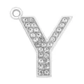 Silver-tone letter Y pendant encrusted with sparkling clear rhinestones for DIY jewelry - Letter Y (35MM Chrome Drill Alphabet Pendant)