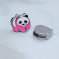 Pink and white panda alloy slide charm for 8mm watch bands and bracelets - Rose Red Panda (SL470)