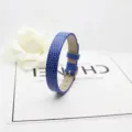 Bracelet en simili cuir bleu 10mm motif serpent pour bijoux personnalisés DIY et breloques - Ancienne boucle ronde motif serpent / 10mm / Bleu foncé