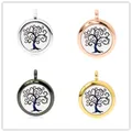 25mm Aromatherapie Medaillon Anhänger mit Lebensbaum-Motiv in vier verschiedenen Farben - Lebensbaum (225)(Nur Anhänger, ohne Kette) / 25mm Packung / Silber