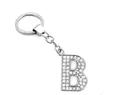 Llavero elegante de diamantes de imitación plateados inicial B colgante de alfabeto - B (35MM Colgante Alfabeto Llavero) / Plata B