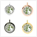 Set mit 25-mm-Aroma-Diffusor-Medaillon-Anhängern, Katzen-Silhouette, in vier Metallfarben - Katze und Blumen (232)(Nur Anhänger, ohne Kette) / 25mm Packung / Silber
