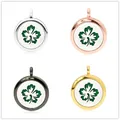 25mm Aromatherapie Diffusor Medaillon Anhänger in Silber, Gold, Roségold und Schwarz - Fünfblättriges Blatt (213)(Nur Anhänger, ohne Kette) / 25mm Packung / Silber