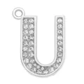 35mm silver-plated alloy letter U charm pendant encrusted with sparkling rhinestones - Letter U (35MM Chrome Drill Alphabet Pendant)