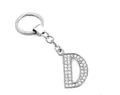 Elegante llavero de plata con colgante de letra D en pedrería brillante de 35 mm - D (35MM Colgante Alfabeto Llavero) / Plata D