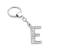 Shiny rhinestone letter E keychain in silver alloy finish for personalized accessories - Silver E