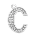 Silver rhinestone letter C pendant initial charm for DIY jewelry and keychains - Letter C (35MM Chrome Drill Alphabet Pendant)