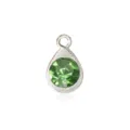 Colgante de gota en aleación plateada con piedra de nacimiento verde para bisutería DIY. - Verde claro