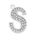 Silver alloy letter S pendant 35mm with sparkling rhinestones for DIY jewelry and crafts - Letter S (35MM Chrome Drill Alphabet Pendant)