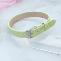 Bracelet en simili cuir 10mm motif serpent vert lime avec boucle en argent élégante - Nouvelle boucle en acier carré motif serpent / 10mm / Vert clair