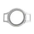 25mm round stainless steel locket frame with rhinestones for Thangka or photo storage - Rhinestone Locket (Frame Only) / 25MM Stainless Steel (Screw Twist Open) / Silver Style