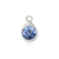 Elegante colgante de gota en aleación con piedra de nacimiento azul para creación de joyas - Azul claro