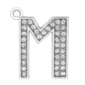 35mm silver-tone letter M pendant charm encrusted with sparkling rhinestones for DIY - Letter M (35MM Chrome Drill Alphabet Pendant)