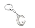 Elegant silver rhinestone letter G keychain pendant with sparkling crystals for bags - Silver G