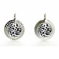 20mm roestvrijstalen aromatherapie diffuser hangers met kristallen en gladde randen - Abstract Vortex Patroon (029) / 20mm Twist Gepolijste Stijl / Zilver