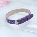 Bracelet 10mm à motif de serpent en similicuir violet DIY avec boucle argentée - Nouvelle boucle en acier carré motif serpent / 10mm / Violet foncé
