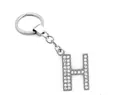 Premium silver alloy keychain featuring a sparkling 35mm rhinestone letter H pendant - Silver H