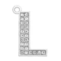 35mm silver-finished letter L pendant charm encrusted with sparkling rhinestones - Letter L (35MM Chrome Drill Alphabet Pendant)