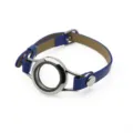 Adjustable 25mm stainless steel circular glass locket bracelet with blue PU leather strap - Single Wrap Bracelet (Plain Locket) / 25MM Stainless Steel (Screw Twist Open) / Sapphire Blue